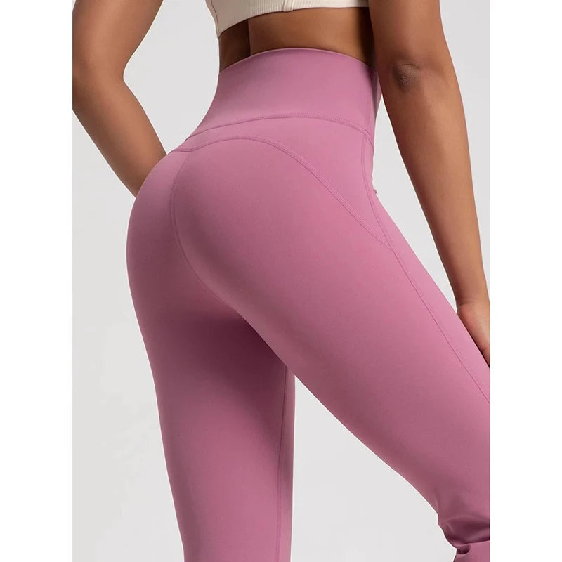 Women's High-Waisted Flared Pants with Elastic Waist Cinching Hip-Lifting for Fitness Exercise Casual Outdoor Yoga Trousers