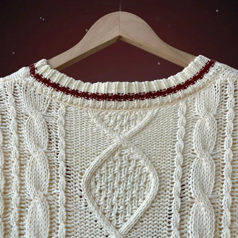 Autumn Leaves Knitted Cardigan Women Red Maple Leaf Embroidered Oversized Cardigan Folklore Girl Fall Winter Low V-neck Sweater
