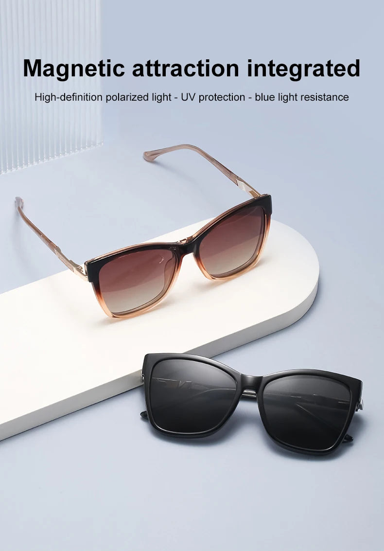 VICKY Fashion New Design TR90 Polarized Magnetic Clip-on Sunglasses Men and Women Polarized Sunglasses Optical Myopia Glasses