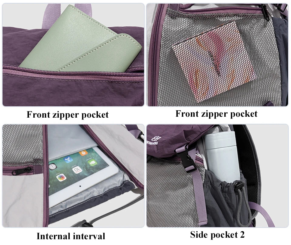 Fashion Commuter Backpack Female Waterproof Nylon Daypack Women Large Capacity School Bag for Girls Lightweight Travel Knapsack