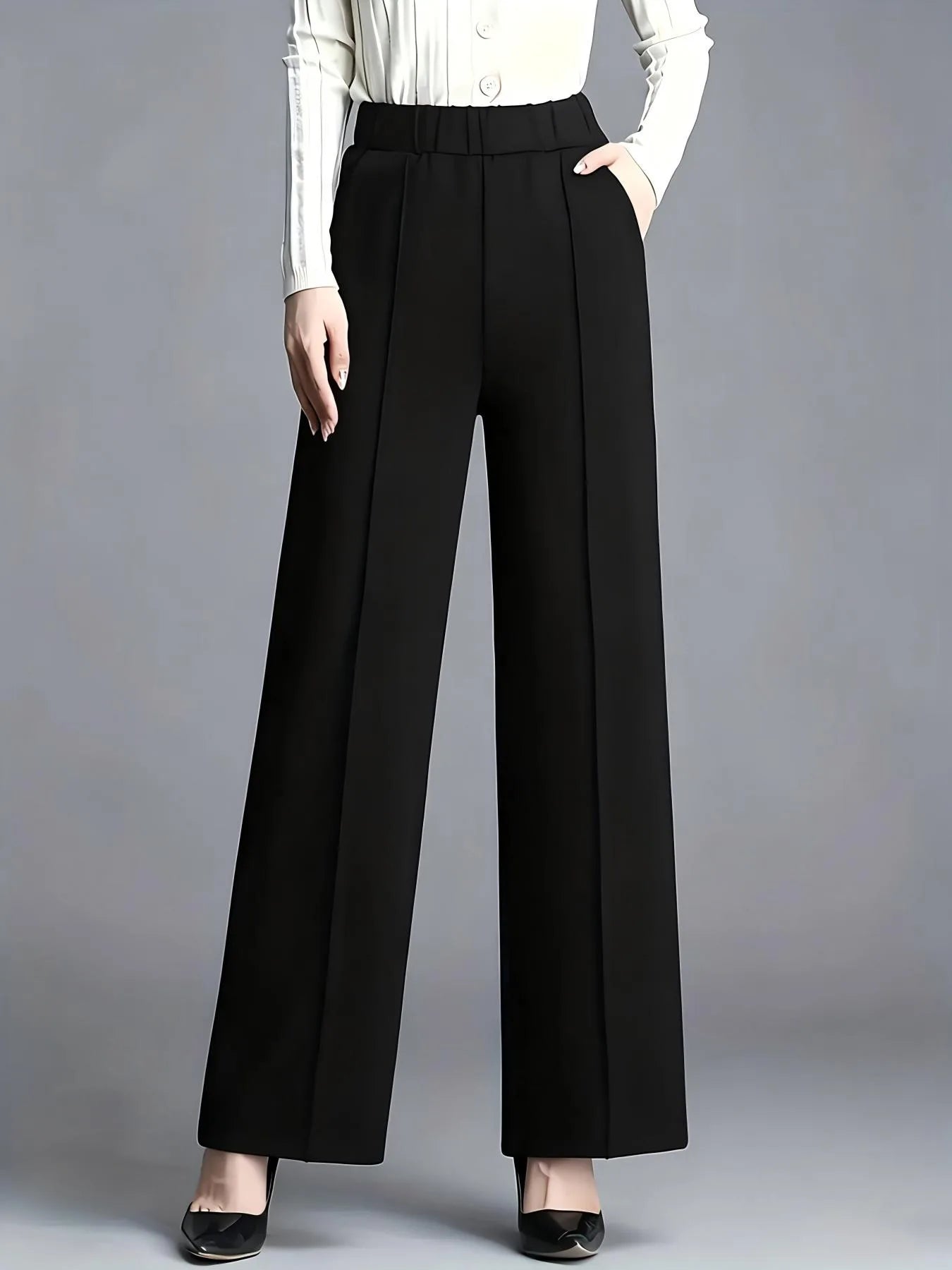 Women High Waist Draped Wide Leg Suit Pants Loose Slimming Straight Casual Versatile Trousers Multiple Colors Daily Commuter
