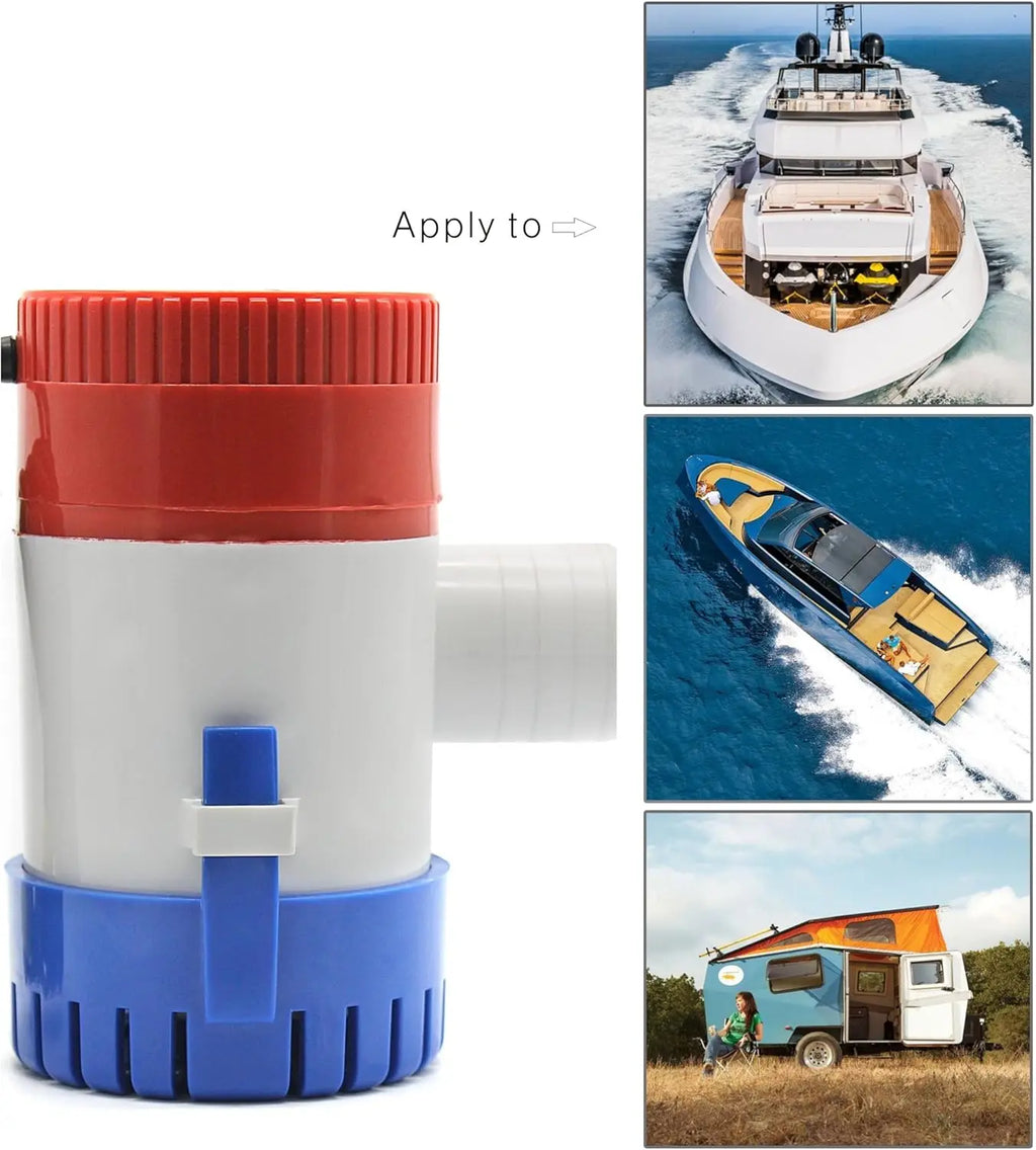 Hot 12V Vacuum Water Pump Submersible Marine Boat Bilge Pump 1100GPH Water Pump Used In Boat Seaplane Motor Homes Houseboat