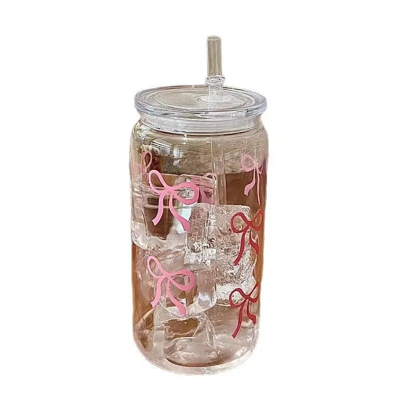 1 piece bow plastic cup, portable and handy, milk cup