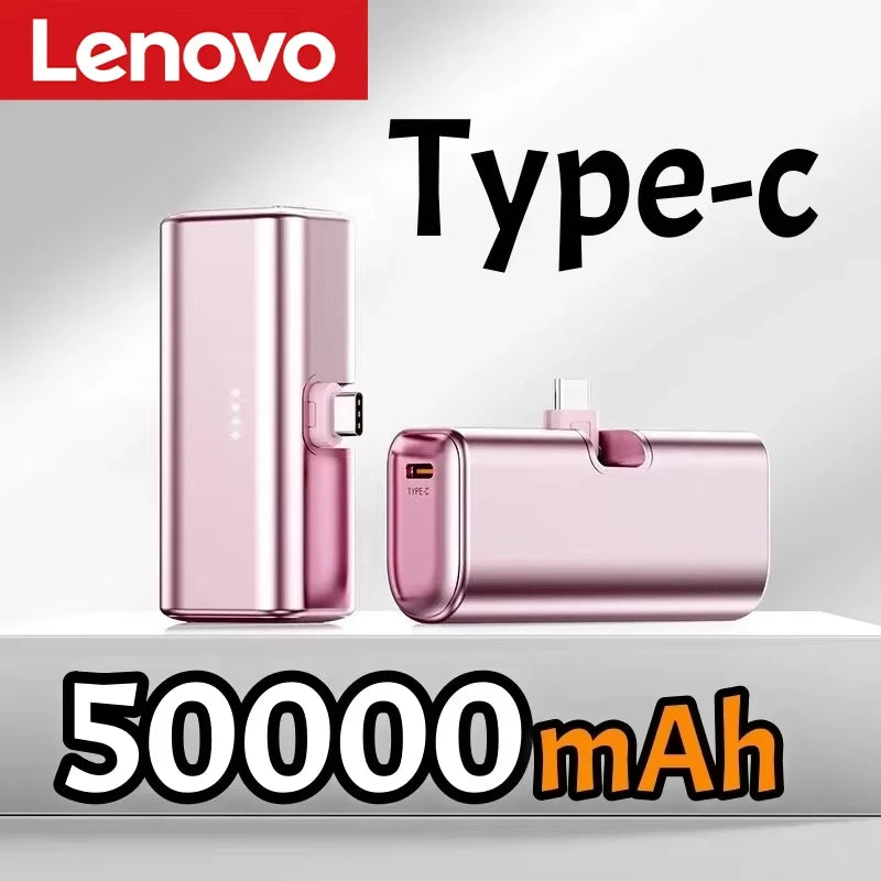 Lenovo Mini Travel Power Bank 500000mAh 225W High Speed USB C Portable Charger Compatible iPhone 16 15 Android Smartphones