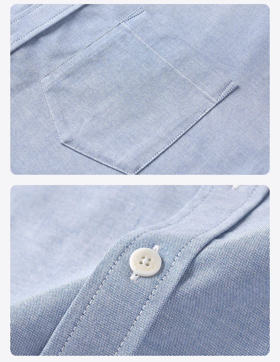 SIMWOOD 2026 Spring New Regular Fit Smart Casual Shirts Men Basic Solid Color 180gsm Oxford Fabric Shirts