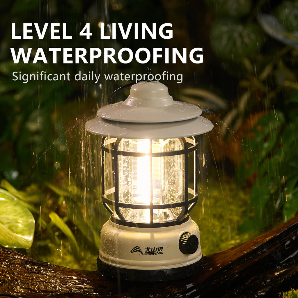 BISINNA Camping Lights Long Endurance Outdoor Tent Lights Rechargeable/Battery Waterproof Camping Lights Retro Atmosphere Lights