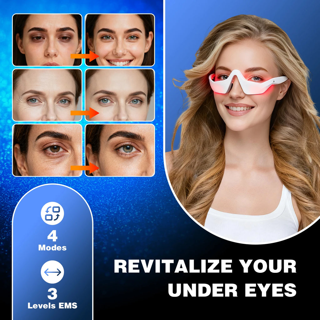 New Eye Massager 3D Eyes Care Beauty Device Red Light 4 Modes 3 Levels Massager Glasses Eye Fatigue Relief Lighten Dark Circles
