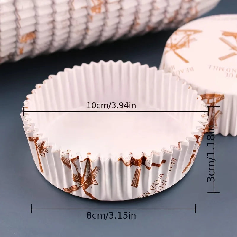 100Pcs Cupcake Liners Greaseproof Baking Cups, Non-Stick Paper Baking Cups, Oval Cake Paper Mufin Liners for Muffins, Cupcakes