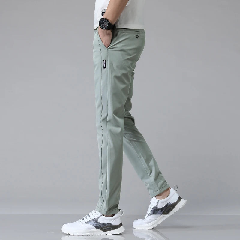 5 Colors Spring Summer Ultra-thin Men's Stretch Slim Straight Casual Pants High Quality Fashion Breathable Golf Sports Trousers
