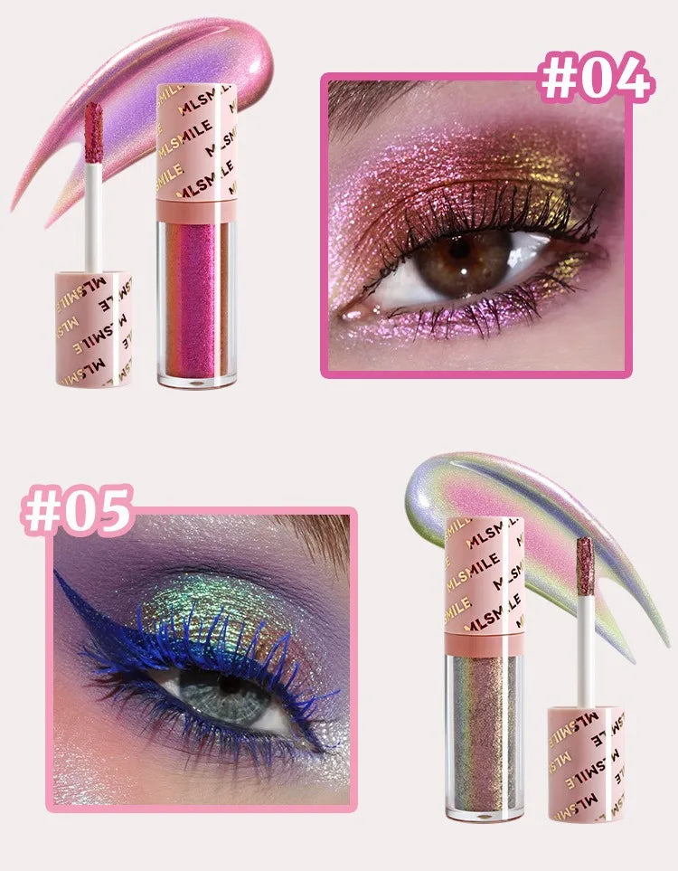 Gold Purple Chameleon Liquid Eyeshadow Pearlescent Fine Shimmer Quick Drying Eye Shadow Polarized Brightening Stage Eye Makeup