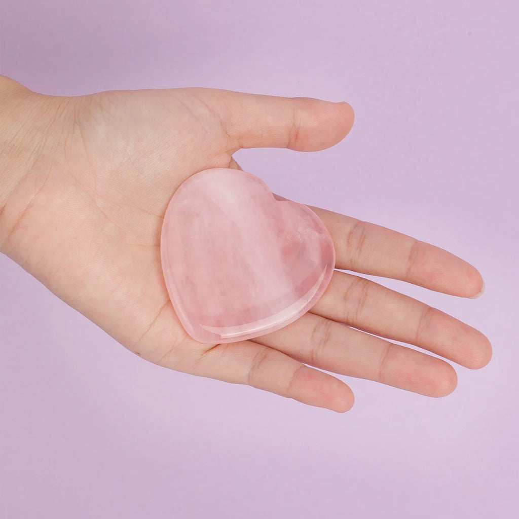 1pc 6cm Rose Quartz Guasha Board Heart Pink Crystals Stone Gifts Natural Quartz Love Crystal Home Decor Good Gift Skin Care Tool
