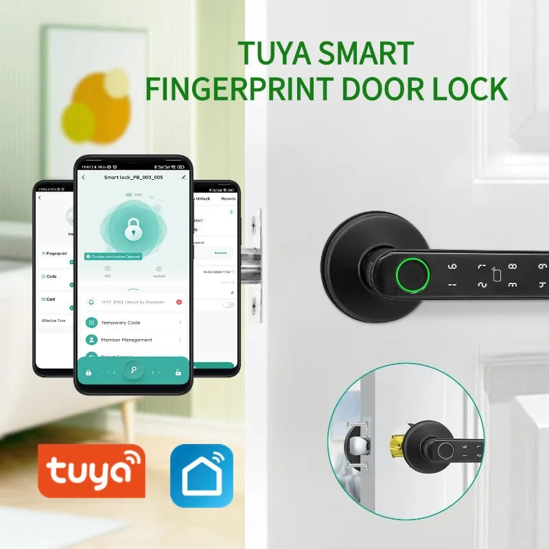 Electronic Lock With Fingerprint Password IC Card Unlock APP Remote Control Smart Door Locks Tuya Smart Home Security