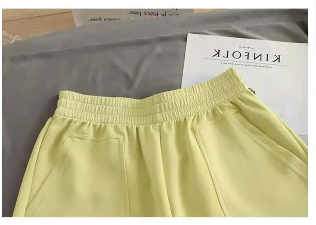 Women Summer 2026 Loose Slim Drawstring Hot Pants Korean High Waisted Wide Leg Casual Versatile Sports Shorts for Outdoor Wear