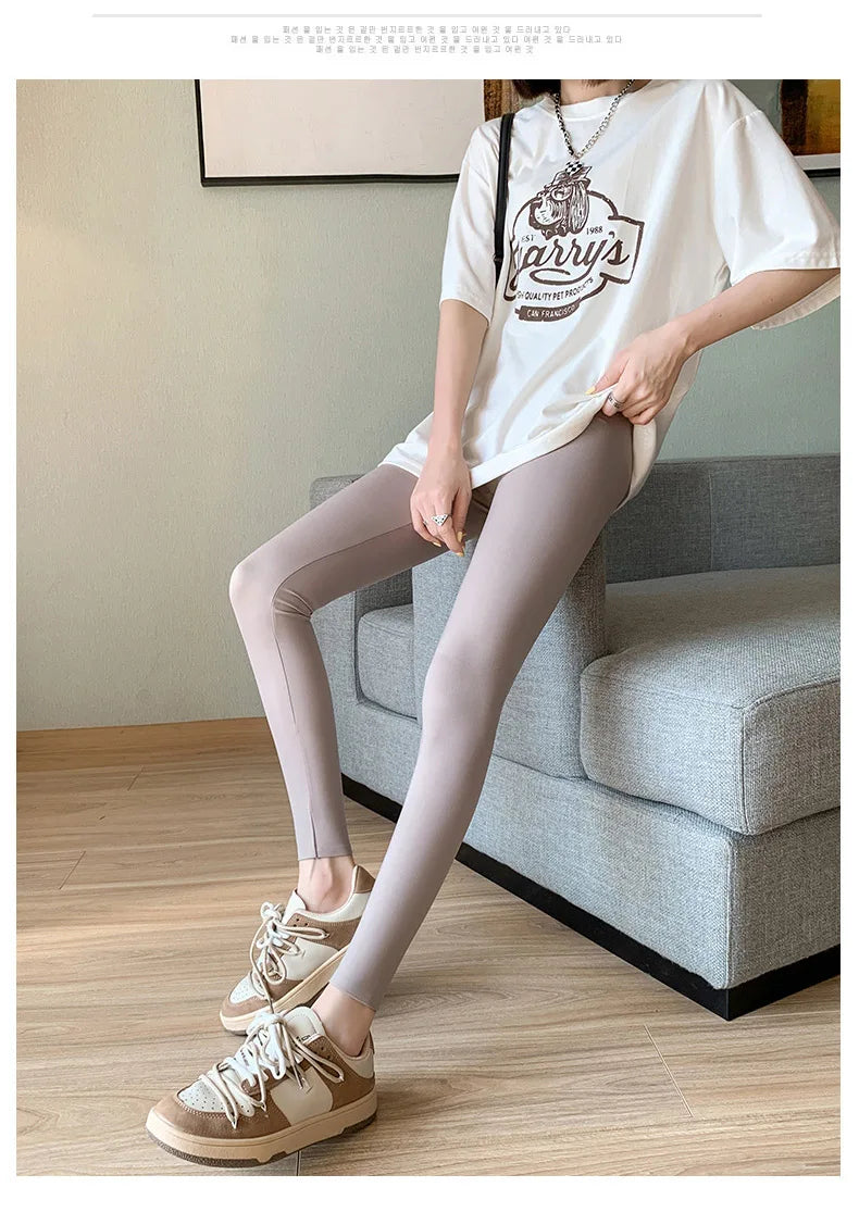 BIVIGAOS Summer New White Khaki Shark Leggings Women Thin High Waist Slim Legs Skinny Leggings Sports Fitness Leggings Spring