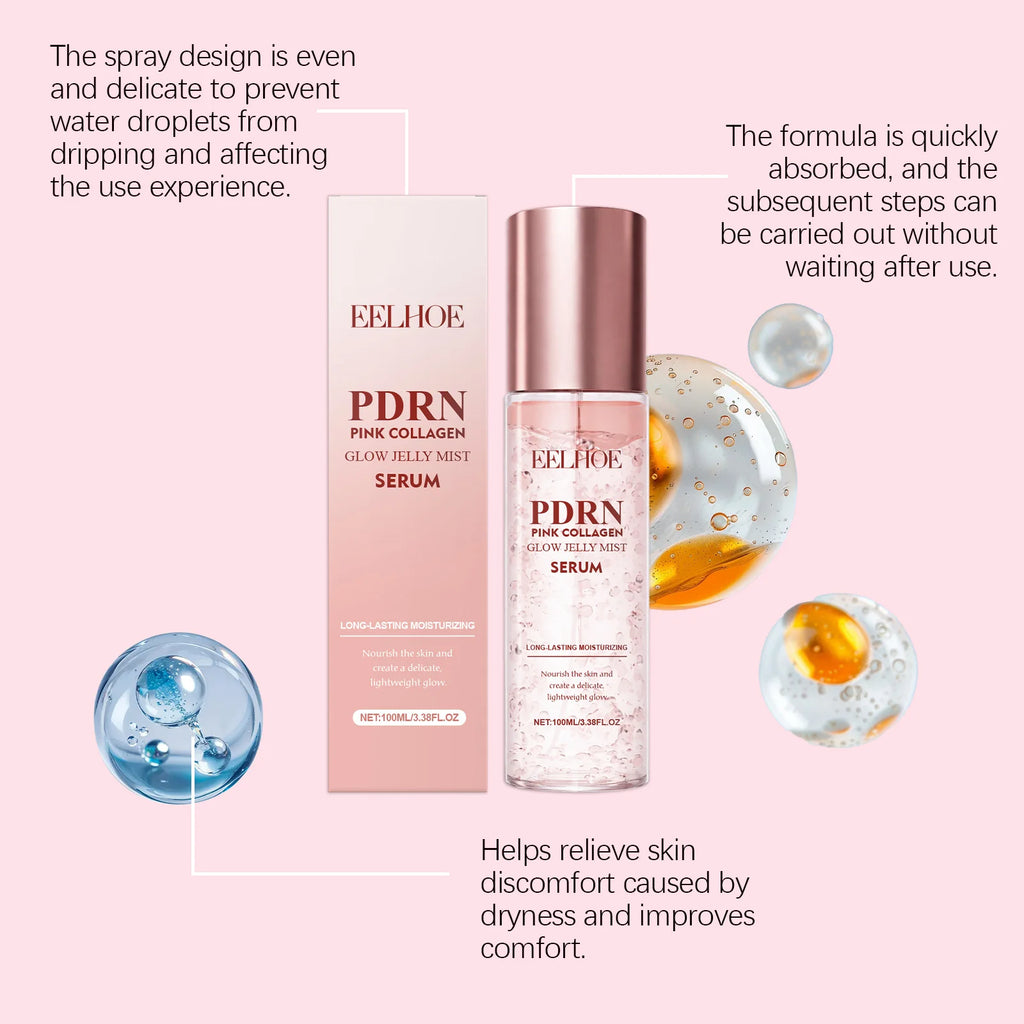 2026 PDRN Pink Collagen Glow Jelly Mist Serum Collagen Essence Spray Nourish Moisturiz Face Serum Toner Improve Drying Skin Care