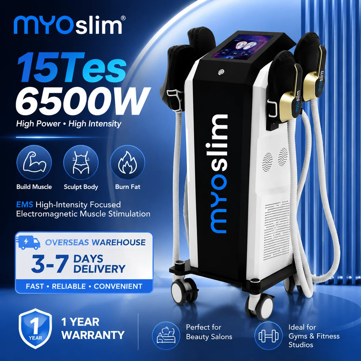 Body Sculpting Equipment EMS RF Muscle Training Machine for Professional Beauty Salon Spa Weight Loss Program MYOslim 15T 6500W