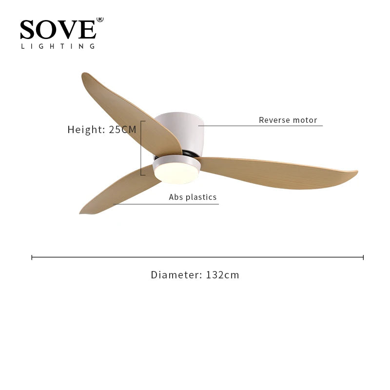SOVE Modern Led Ceiling Fan Kitchen Living Room Dining Room Household High Air Volume Remote Control Pendant Light