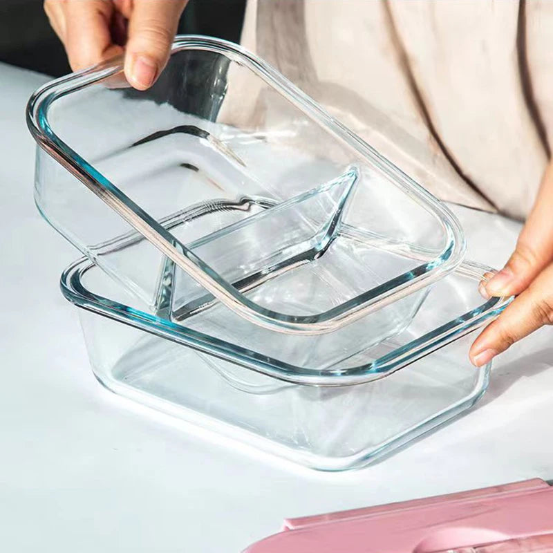 High quality Lunch Box Glass 1050ml Food Storage Box Microwave Bento Box school food containers compartment