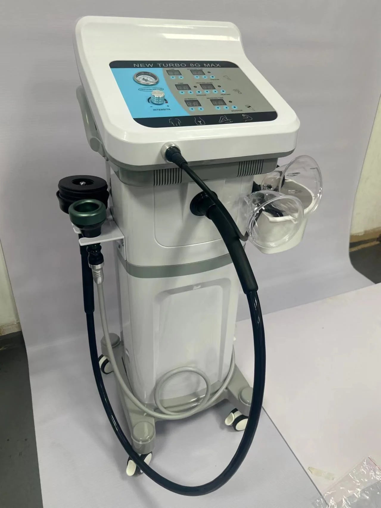 Vertical 4 In1 Vacuum Heating 8 Vibration Heads G8 Massager Cellulite Removal G8 Body Slimming Machine with 33 Cups