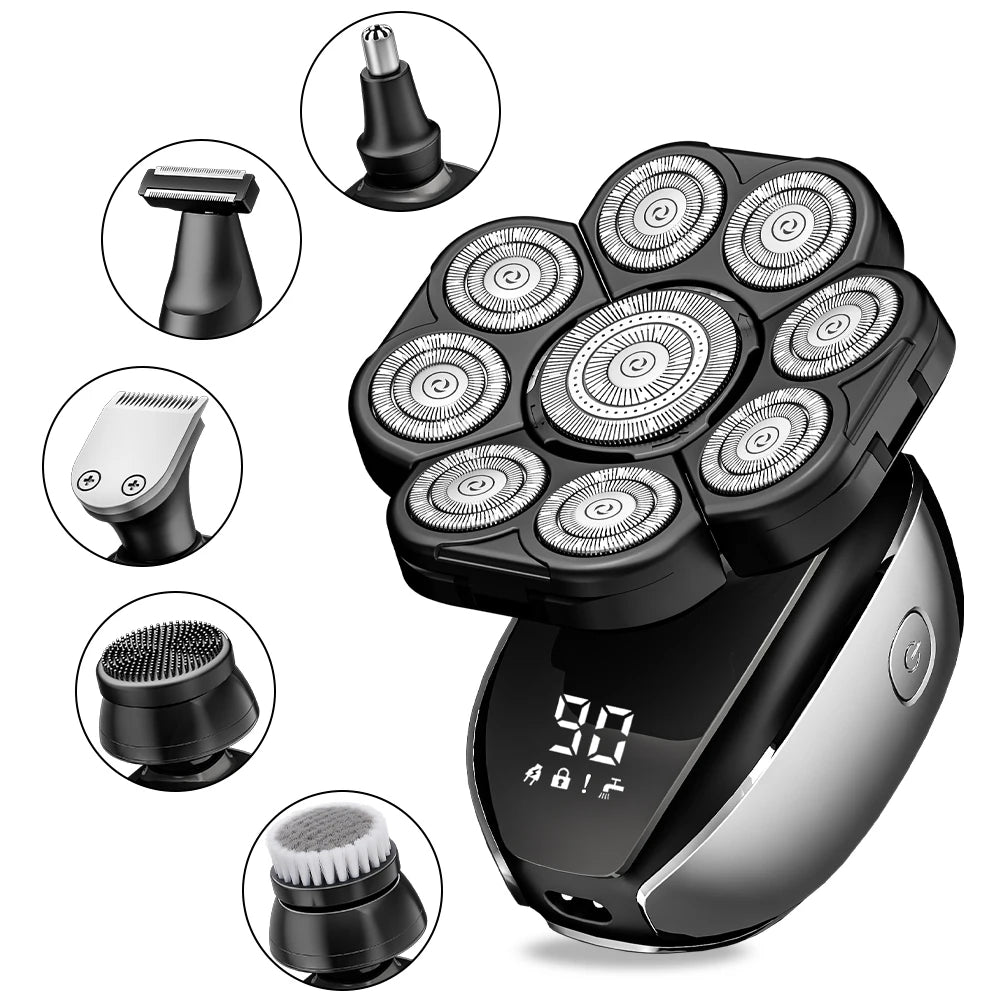 6-in-1 Hair Clipper Electric Hair Trimmer with Smart Digital Display Waterproof Home Barber Kit Rechargeable Cordless Cutter