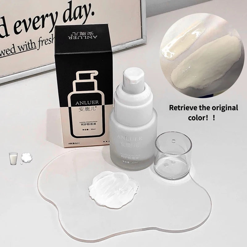 White Liquid Foundation Makeup, Matte Full Coverage Concealer, Waterproof Oil Control Face Paint for Cosplay Halloween Stage