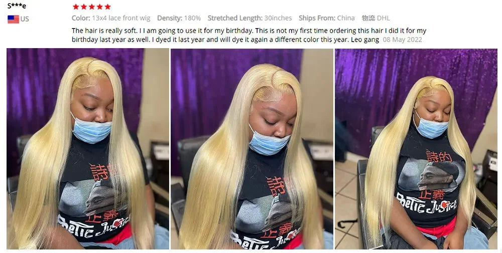 200 Density 613 Blonde Straight Human Hair Wigs Preplucked Prebleached 46 Inch 13x4 13x6 Blonde HD Transparent Lace Frontal Wigs