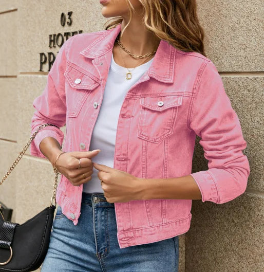 2025 Fashion Slim Fit Lapel Denim Jacket Europe and America