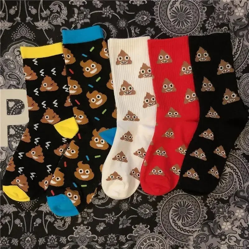 Lovely Street Fashion New Hiphop Cotton Rainbow Socks Harajuku Happy Funny Smile Poop with eyes Shard Dung Birthday Wedding Gift