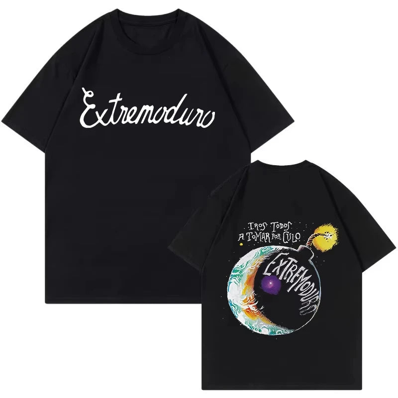 Unisex Fashion Rock Band Extremoduro Print Short Sleeve T Shirt Men Women Graphic Vintage T-Shirt Y2k Hip Hop Tees Tops Clothes