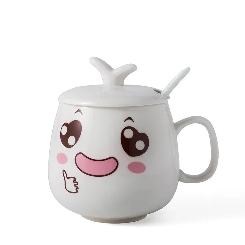 Modern simplicity Creative Ceramic Mugs Cute Cartoon Face Expression Water Container Lover Coffee Mugs Travel cute cup gift