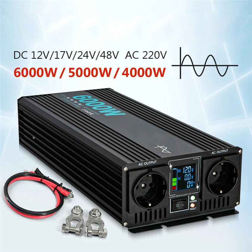 4000W 5000W 6000W High-power Solar Pure Sine Wave Inverter 12V 17V 24V 48V To 220V