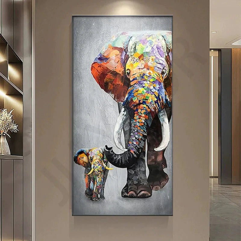 New  Modern High-end Wall Lamp Remote Control Light Luxury Living Room Decoration Painting Lamp Elephant Hanging Painting LED
