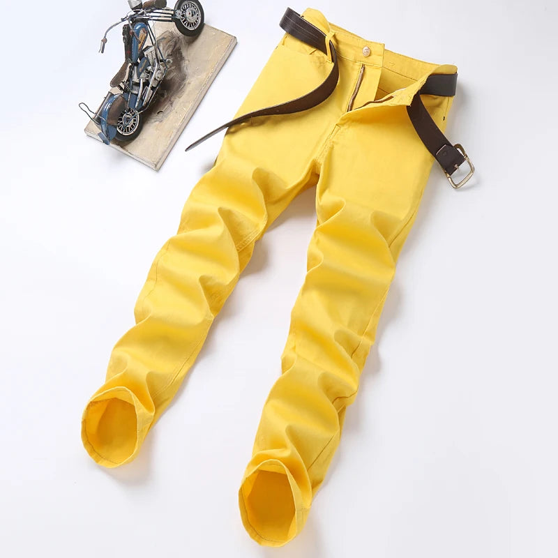 Men's Classic Denim Pants 2022 New Fashion Casual Straight Stretch Slim Fit Jeans High Quality Cotton Colorful Brand Pants