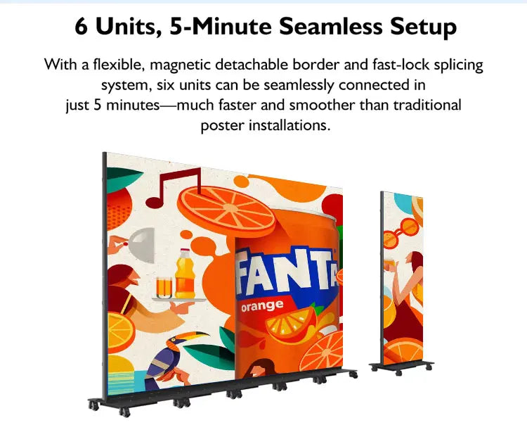 Floor-to-ceiling large poster display P1.53P1.86P2P2.5P3 digital signage, portable indoor LED display