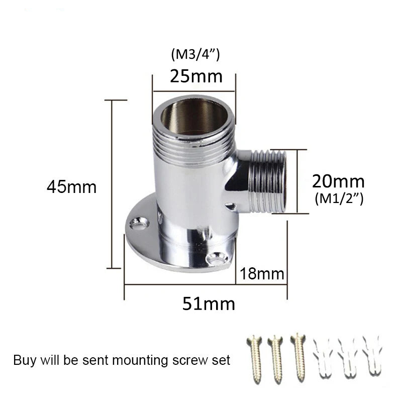 1/2" 3/4" Bathroom Faucet Fixed Base Wall Mounted Tap Installation Adapter Universal Connector Shower Inlet Outlet Valve Parts