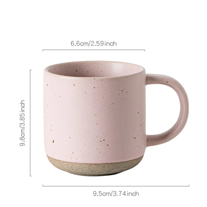 Custom Modern Design White Small Frosted Ceramic Tumblers Unglazed Base Speckled Coffee Mug With Handle Speckled Ceramic Mug