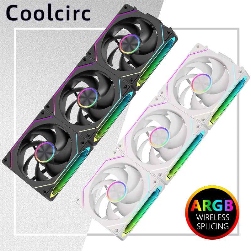 Coolcirc DL-2 Modular Wireless Splicing 120mm PC Case Cooling Fan ARGB Infinite Mirror Lighting Effect for Computer Water Cooler