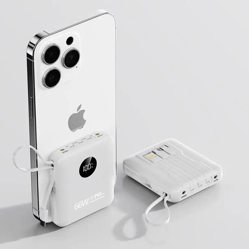 50000mAh PowerBank 66W Super Fast Charging with Cable Large Capacity Compact Portable Mini Shared Four Wire Mobile Power Bank