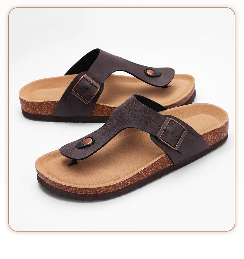 Crestar Womens Mens Sandals Fashion Adjustable Buckle Cork Footbed Slides Outdoor Beach Sliipers with Comfortable Arch Support