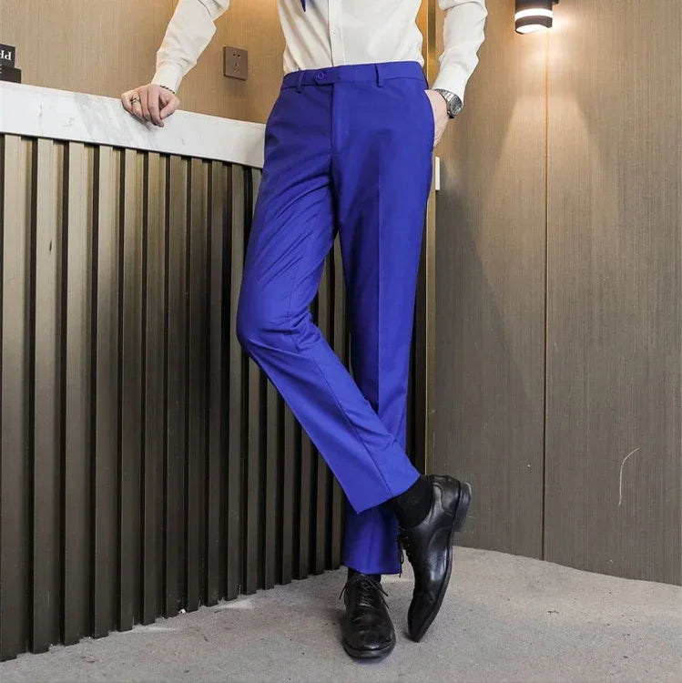 Royal Blue Men Suit Pants, Business Office Trousers, White Black Red Pantalones Hombre Wedding Party Dress Pant, Asian Size