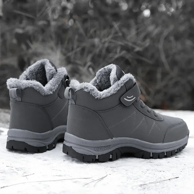 Men's Warm Snow Shoes Outdoor Leather Thick Plush Winter Man Casual Sneakers Original Waterproof Trend Sports