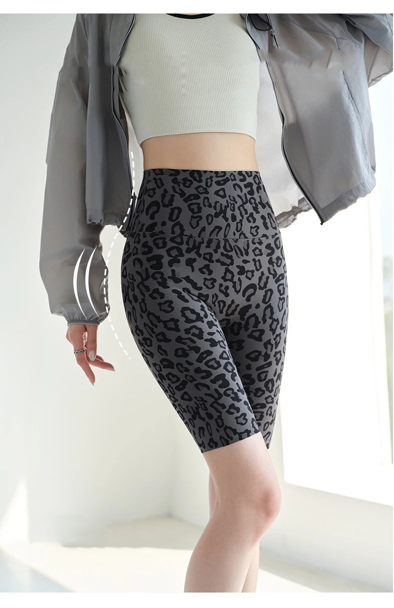 BIVIGAOS Summer Fashion Trend Leopard Print Cycling Shorts Women High Waist Tight Sexy Sport Short Leggings Fitness Biker Shorts
