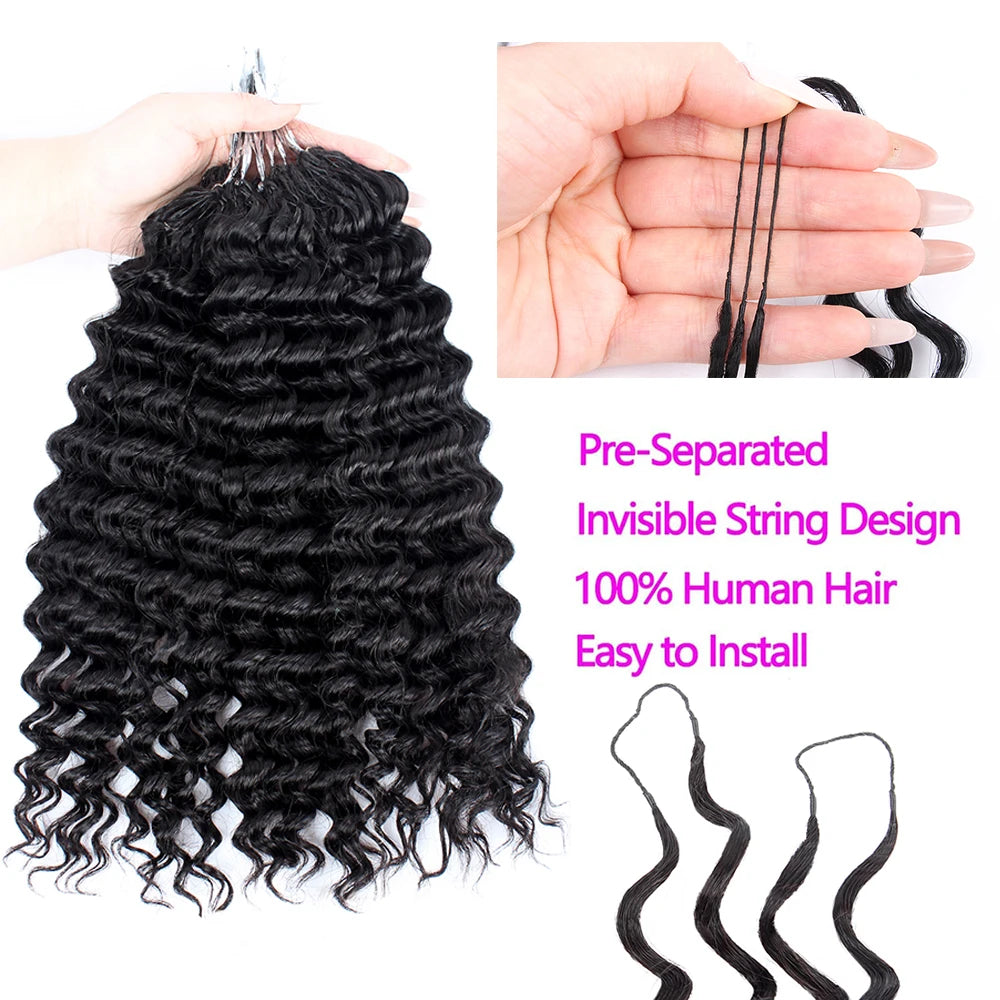 Pre-divided Bulk Hair for Braiding Deep Wave Crochet Human Hair Knotless Miracle Knots Hair Extensions Boho Braids Invisible