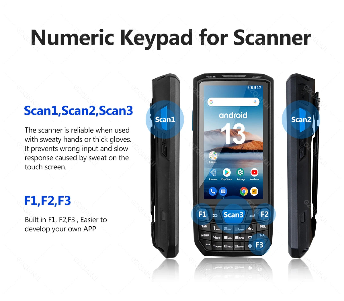 Android 13 PDA Rugged Handheld Terminal PDA Data Collector Honeywell 1D 2D QR Barcode Scanner Inventory Wireless 4G GPS POS PDA