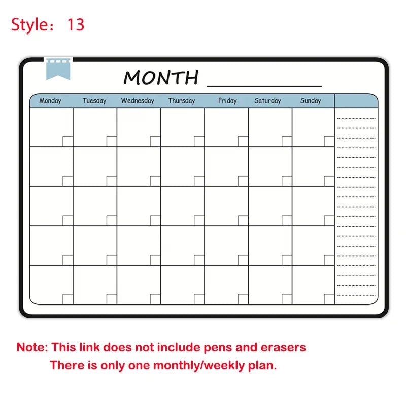 A3 Size Magnetic Dry Erase Weekly & Monthly Planner Whiteboard Blackboard Fridge Sticker Calendar