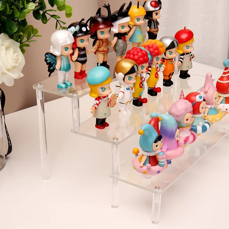 Home Multi Layer Ladder Storage Rack Handmade Blind Box Doll Display Rack Cosmetics Wallet Jewelry Trapezoidal Display Rack