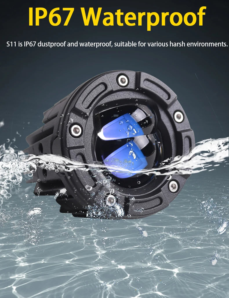 Blue Dual Light Emitting Diode Projector Headlight Car Jeep Motorcycle Spotlight Work Light 40w Smart Car Headlight