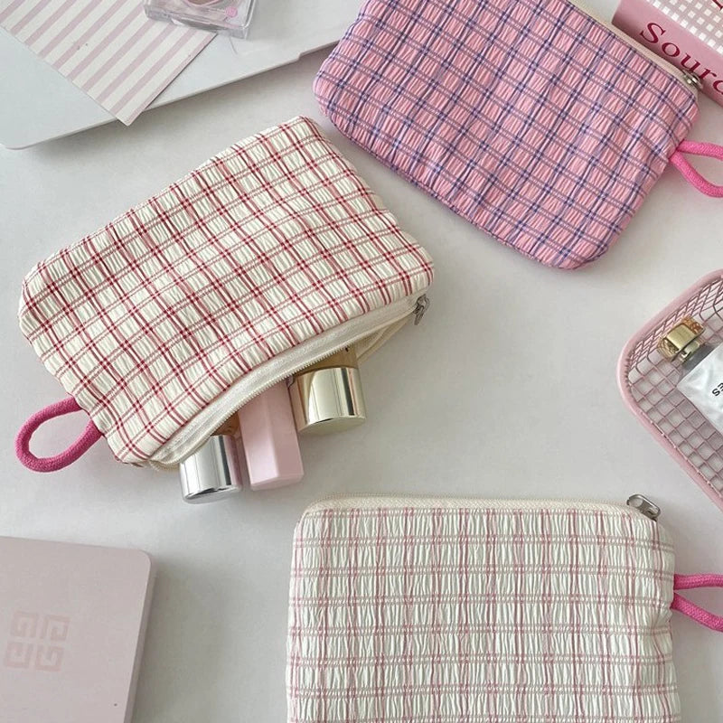 women's Coin Purses Korean Floral Countryside Style Sweet Kawaii Coin Purses Portable Lipstick ID Key Storage Bag Cosmetic Bag