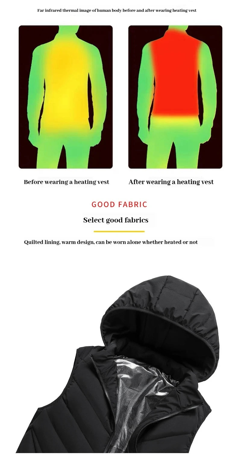 New 11 Wheel Drive Unisex Heating Suit for Men USB Smart Heating Vest for Men, Electric Heating Graphene Heating Suit