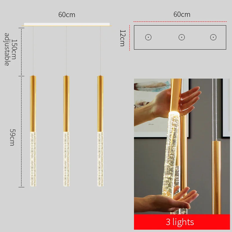 Modern Chandelier Lighting for Staircase Large Long Crystal Lamps Hallway Lobby Gold Chain Chandeliers Home Decor Light